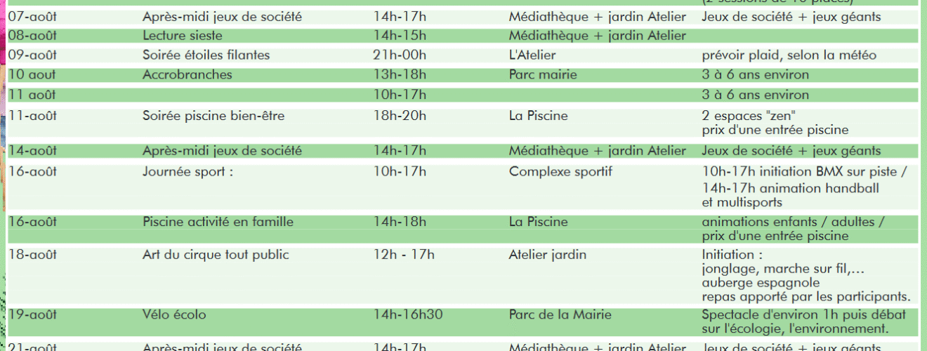 Programme des animation estivales d'août à Gournay-en-Bray