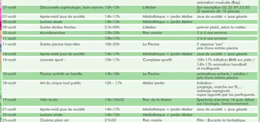Programme des animation estivales d'août à Gournay-en-Bray